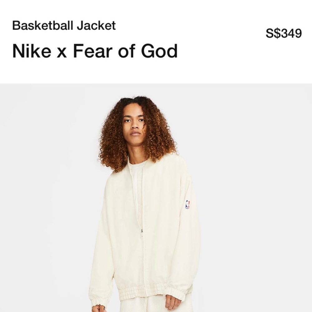 Nike x Fear of God light cream basketball jacket
